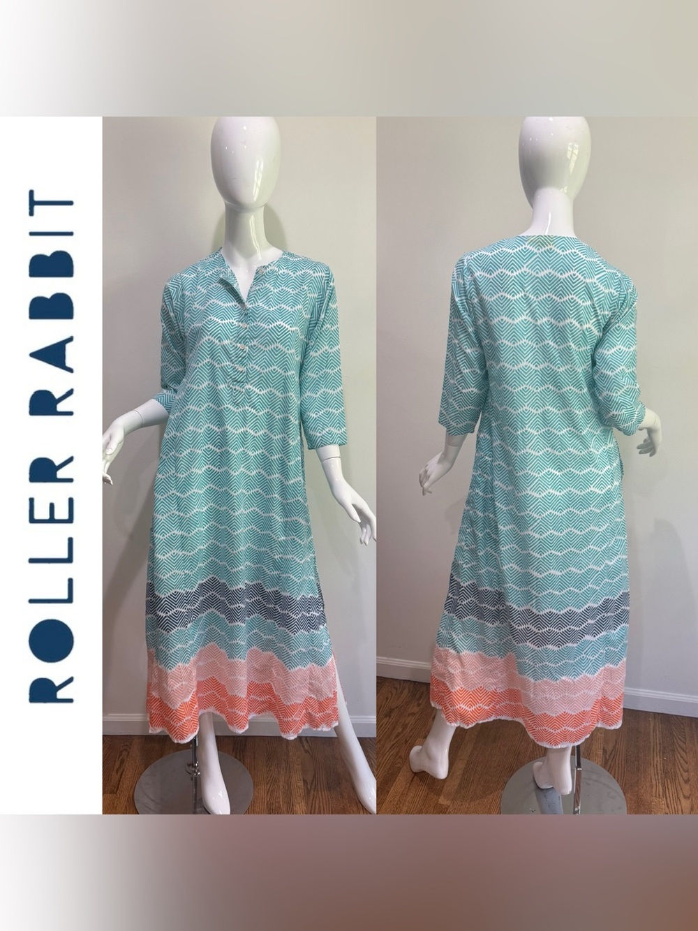 Roberta Roller Rabbit Maxi Dress Lightweight Multicolor Chevron Print